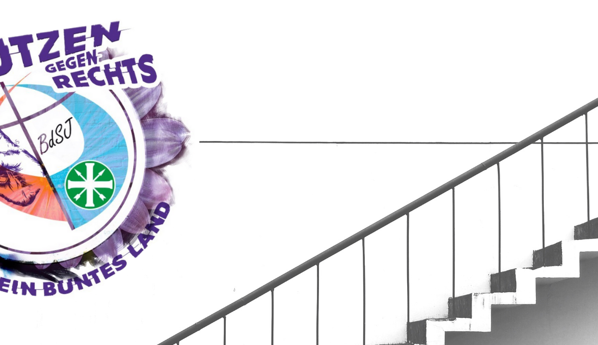Schützen gegen Rechts-Logo mit einer weißen Treppe